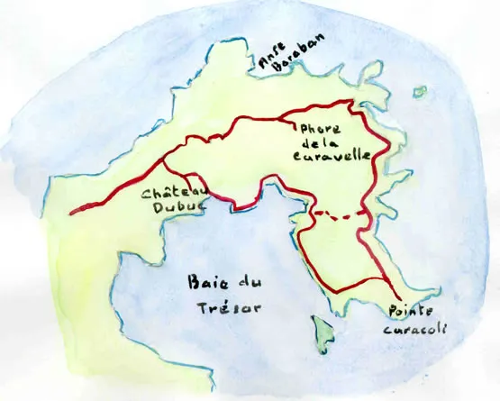 Carte de la presqu'île de la Caravelle en Martinique